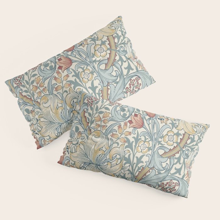 William Morris Vintage Golden Lily Soft Slate & Manilla Pillow Sham Gallery Image 2