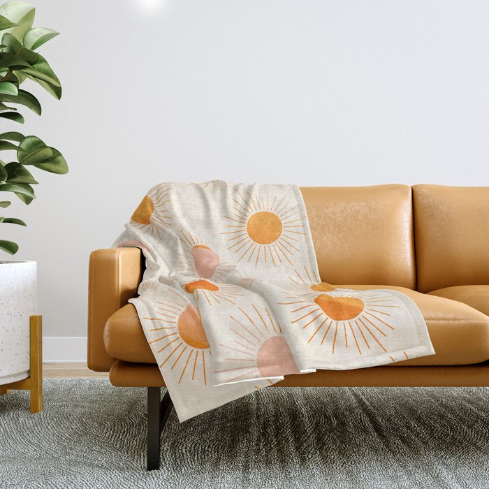 Sherbet Sunnies | Boho Sun Pattern Throw Blanket Gallery Image 1