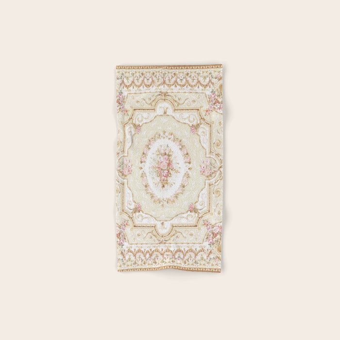 Antique French 19th Century Aubusson Rose Floral Bath Towel Gallery Image 1