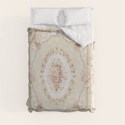 Antique French 19th Century Aubusson Rose Floral Duvet Cover Gallery Image 3