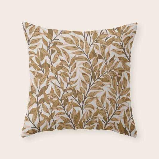 Autumn Botnica Foliage in Neutral Throw Pillow Gallery Image 1