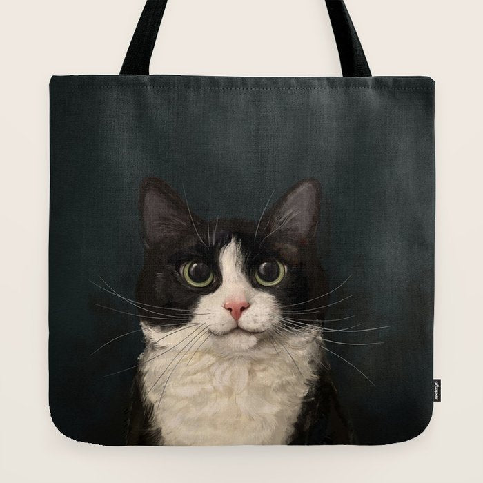 Tuxedo Cat Portrait Tote Bag Gallery Image 2