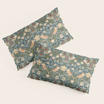 William Morris Vintage Strawberry Thief Green Indigo Thyme Pillow Sham Gallery Image 2