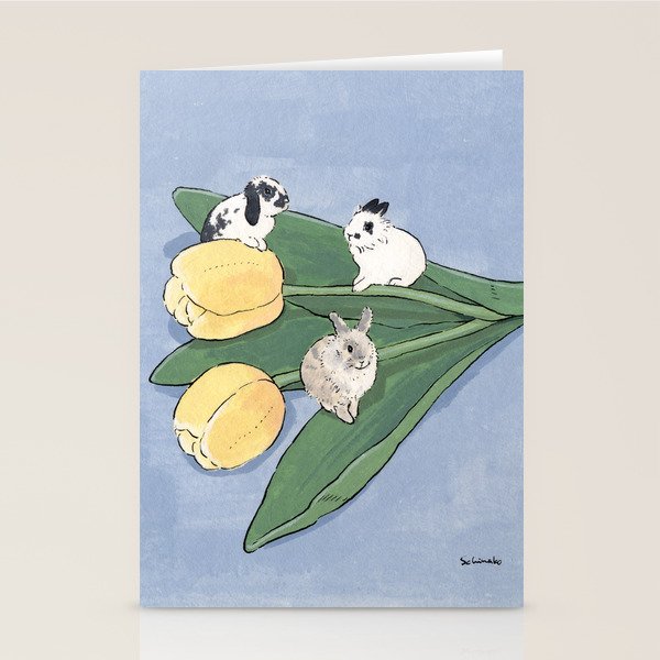 Tulip and bunnies Stationery Card Gallery Image 1