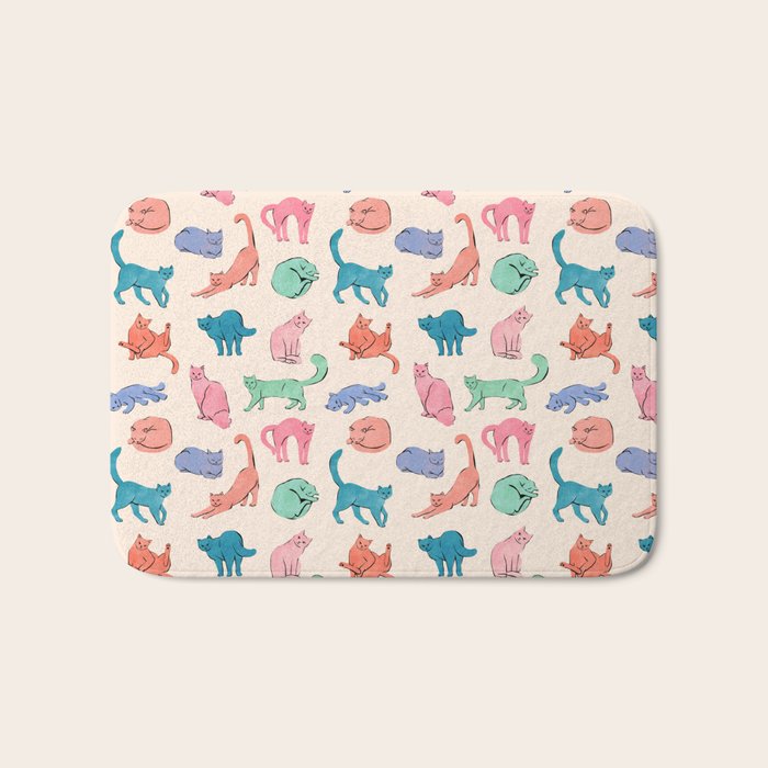 Pastel Cats Bath Mat Gallery Image 1