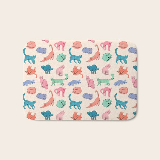 Pastel Cats Bath Mat Gallery Image 1