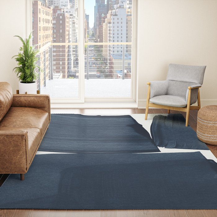 Minimalist Painting Blue I, Navy Decor Rug Gallery Image 4