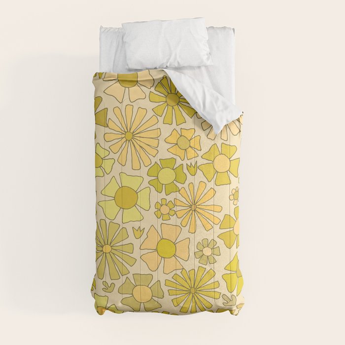 flower power // retro flower pattern by surfy birdy Comforter Gallery Image 4