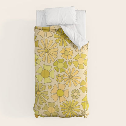 flower power // retro flower pattern by surfy birdy Comforter Gallery Image 5