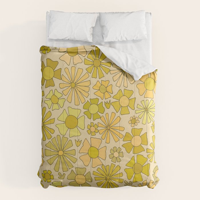flower power // retro flower pattern by surfy birdy Comforter Gallery Image 1
