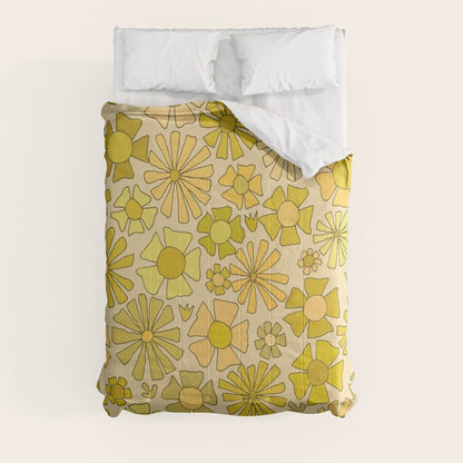 flower power // retro flower pattern by surfy birdy Comforter Gallery Image 3