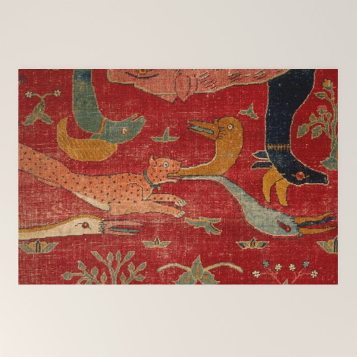 Animal Grotesques Mughal Carpet Fragment Digital Painting Welcome Mat Gallery Image 2