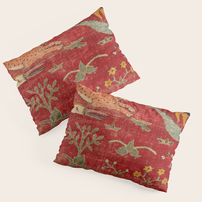 Animal Grotesques Mughal Carpet Fragment Digital Painting Pillow Sham Gallery Image 1