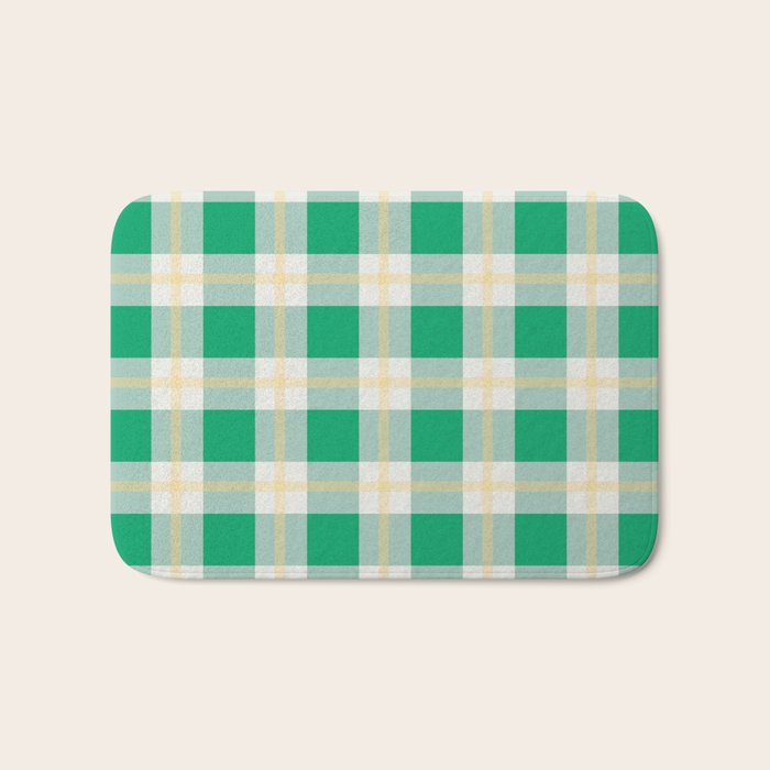 green vintage gingham Bath Mat Gallery Image 1
