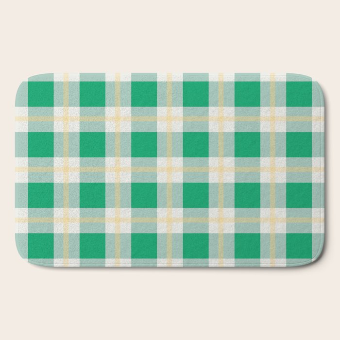 green vintage gingham Bath Mat Gallery Image 2
