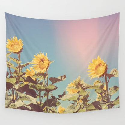 Retro Sunflowers - Nature Photography Wall Tapestry Gallery Image 4