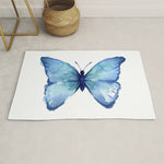 Blue Butterfly Watercolor Rug Gallery Image 1