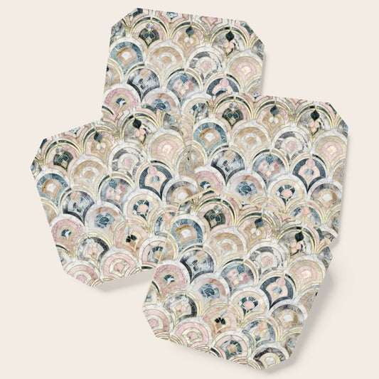 Art Deco Marble Tiles in Soft Pastels Coaster Gallery Image 1
