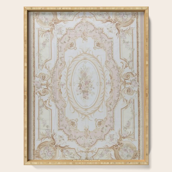 Antique French Aubusson Vintage Rose Floral Serving Tray Gallery Image 1
