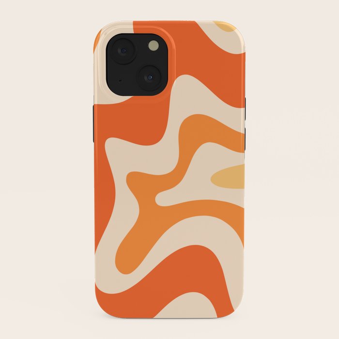 Retro Liquid Swirl Abstract Pattern Square Tangerine Orange Tones iPhone Case Gallery Image 38