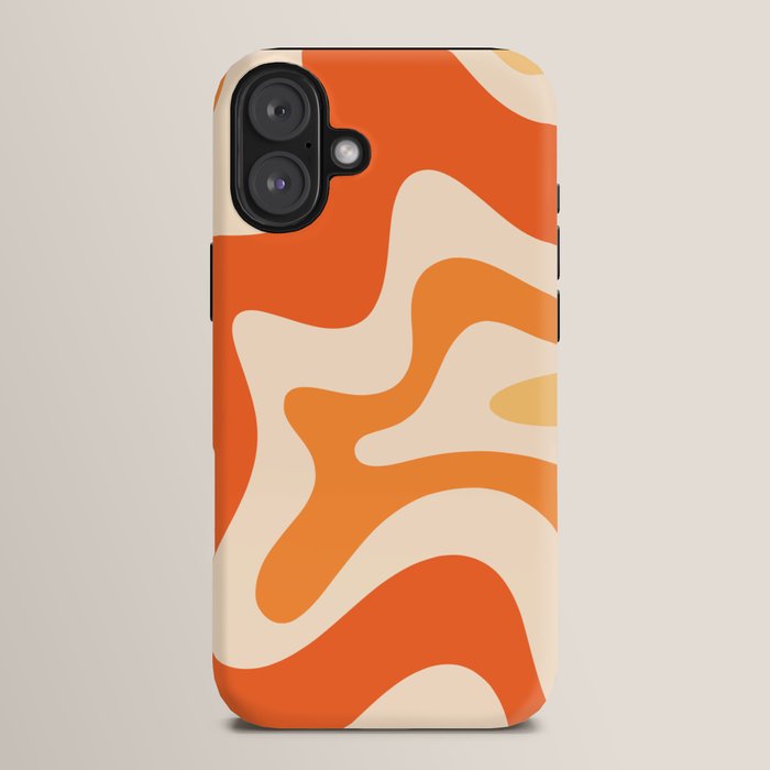 Retro Liquid Swirl Abstract Pattern Square Tangerine Orange Tones iPhone Case Gallery Image 14