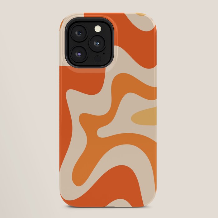 Retro Liquid Swirl Abstract Pattern Square Tangerine Orange Tones iPhone Case Gallery Image 28