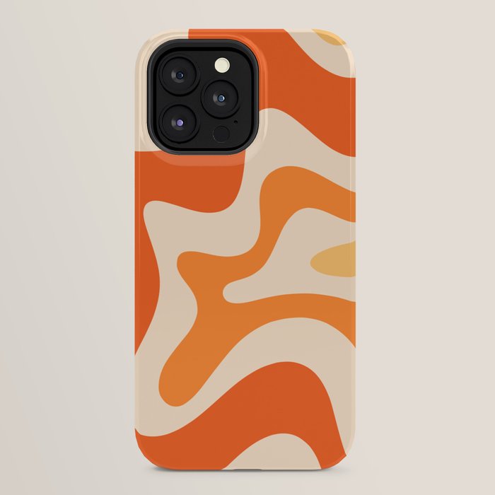 Retro Liquid Swirl Abstract Pattern Square Tangerine Orange Tones iPhone Case Gallery Image 24