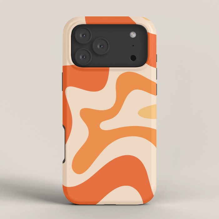 Retro Liquid Swirl Abstract Pattern Square Tangerine Orange Tones iPhone Case Gallery Image 4