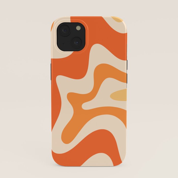 Retro Liquid Swirl Abstract Pattern Square Tangerine Orange Tones iPhone Case Gallery Image 37
