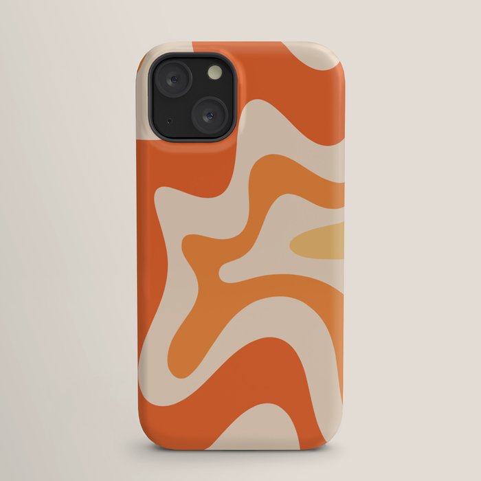 Retro Liquid Swirl Abstract Pattern Square Tangerine Orange Tones iPhone Case Gallery Image 17