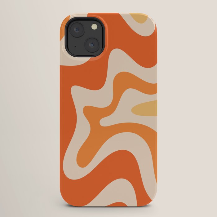 Retro Liquid Swirl Abstract Pattern Square Tangerine Orange Tones iPhone Case Gallery Image 26