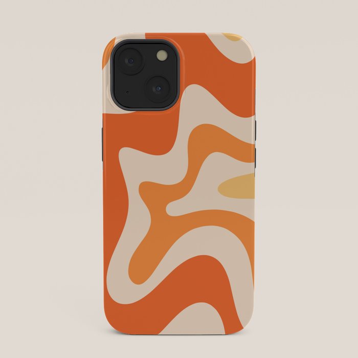 Retro Liquid Swirl Abstract Pattern Square Tangerine Orange Tones iPhone Case Gallery Image 33