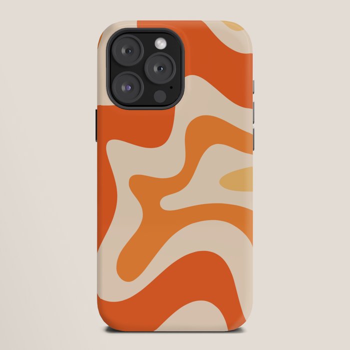 Retro Liquid Swirl Abstract Pattern Square Tangerine Orange Tones iPhone Case Gallery Image 12