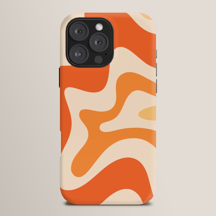 Retro Liquid Swirl Abstract Pattern Square Tangerine Orange Tones iPhone Case Gallery Image 16
