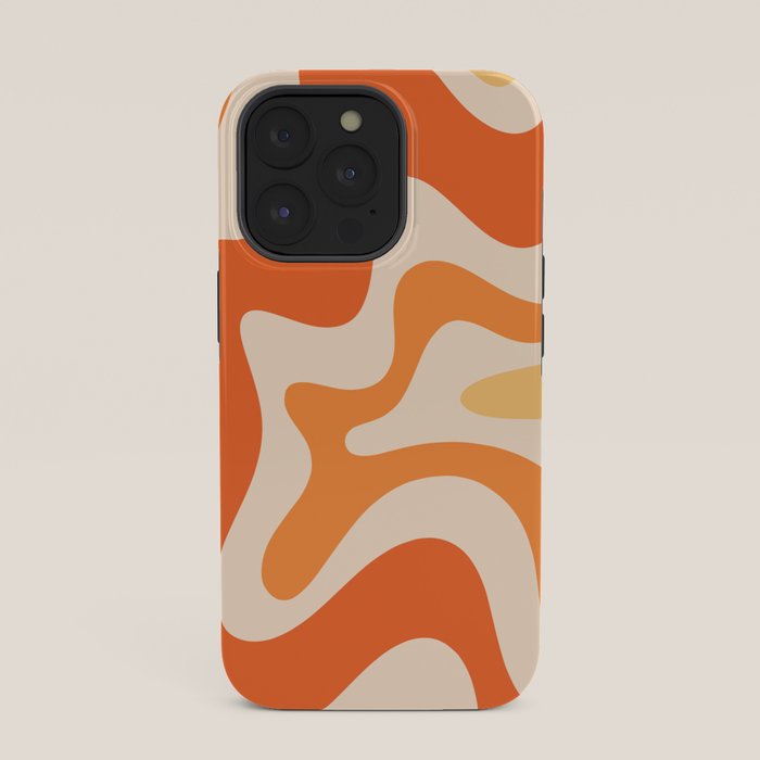 Retro Liquid Swirl Abstract Pattern Square Tangerine Orange Tones iPhone Case Gallery Image 35