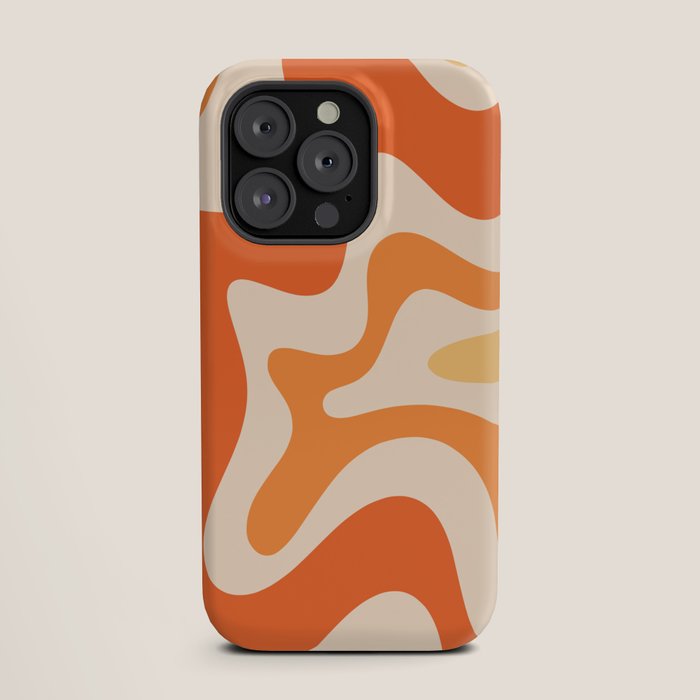 Retro Liquid Swirl Abstract Pattern Square Tangerine Orange Tones iPhone Case Gallery Image 19