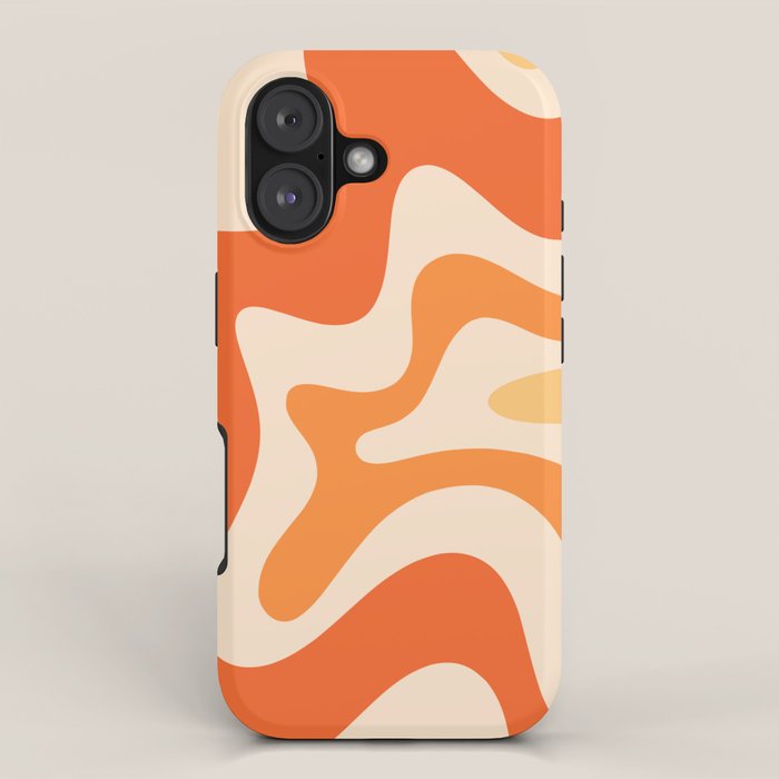 Retro Liquid Swirl Abstract Pattern Square Tangerine Orange Tones iPhone Case Gallery Image 1