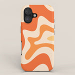 Retro Liquid Swirl Abstract Pattern Square Tangerine Orange Tones iPhone Case Gallery Image 1