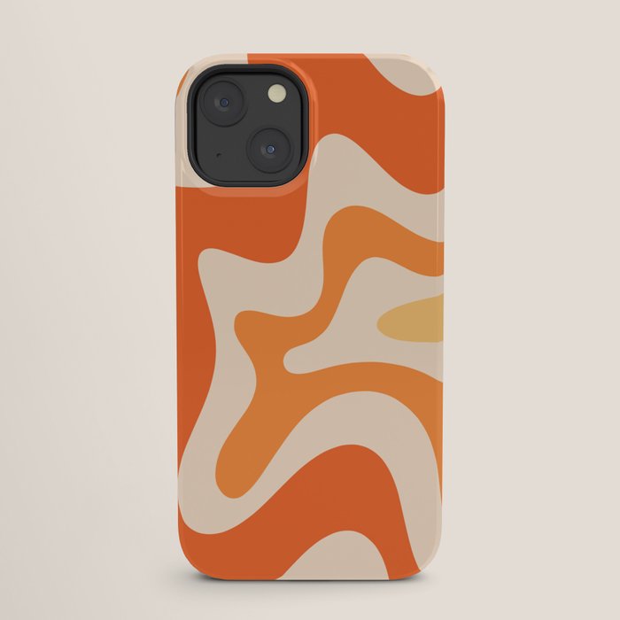 Retro Liquid Swirl Abstract Pattern Square Tangerine Orange Tones iPhone Case Gallery Image 25