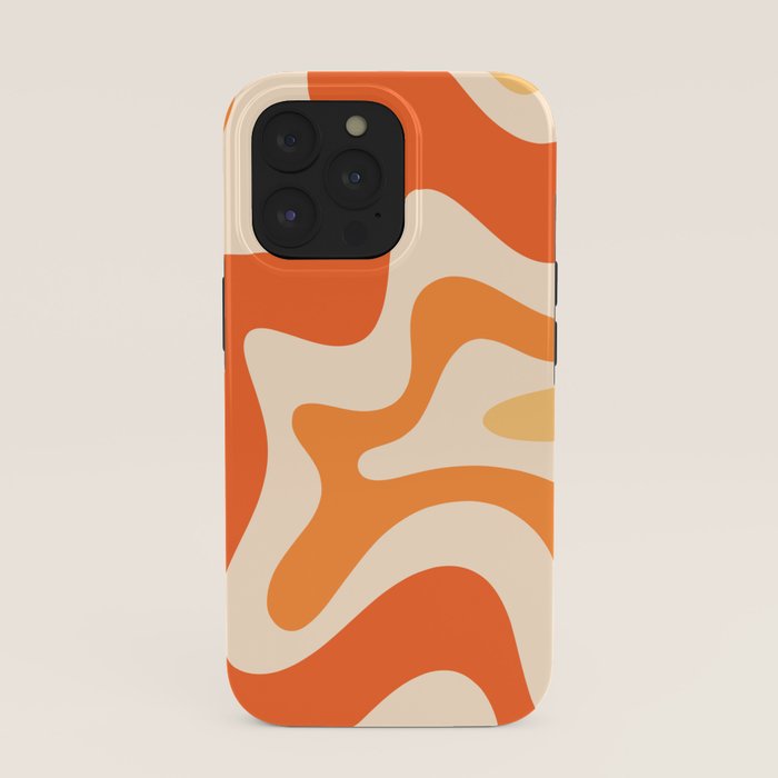 Retro Liquid Swirl Abstract Pattern Square Tangerine Orange Tones iPhone Case Gallery Image 39