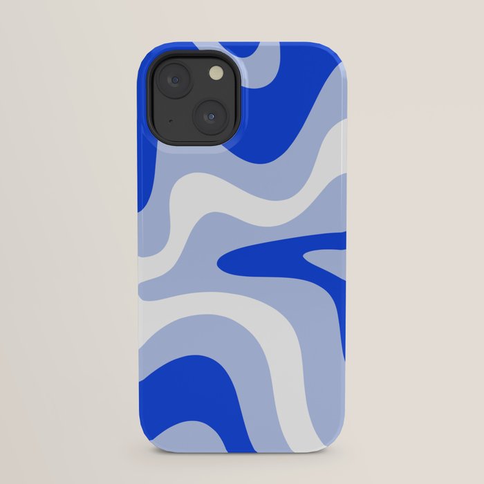 Retro Liquid Swirl Abstract Pattern Square in Royal Blue, Light Blue, and White iPhone Case Gallery Image 21