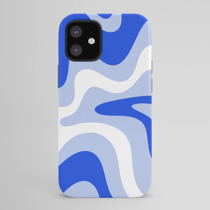 Retro Liquid Swirl Abstract Pattern Square in Royal Blue, Light Blue, and White iPhone Case Gallery Image 42