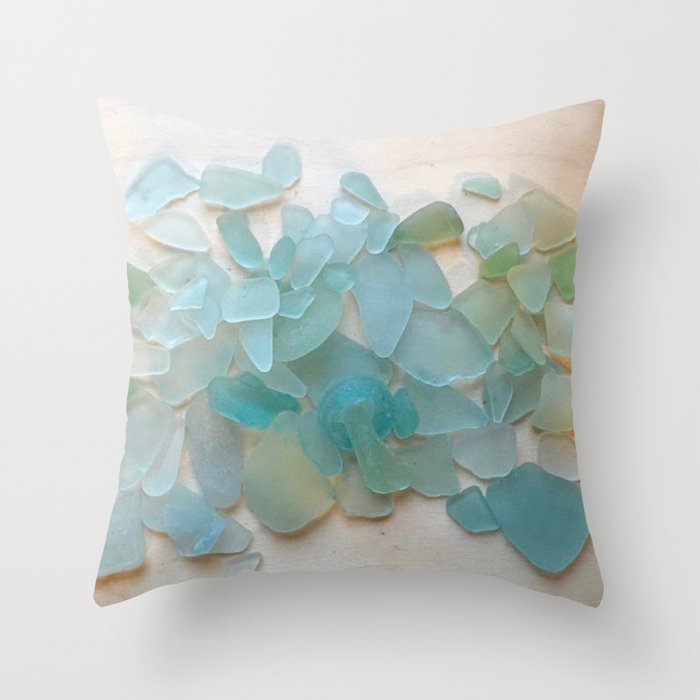 Ocean Hue Sea Glass Throw Pillow Gallery Image 3
