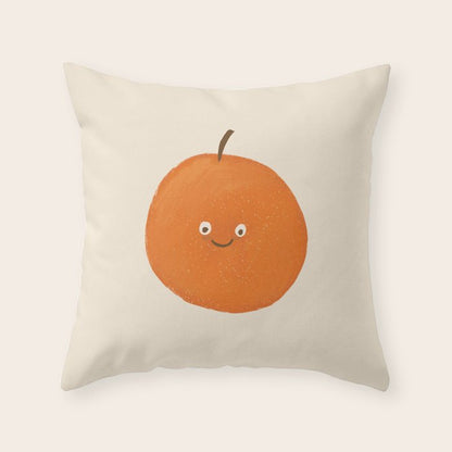 Kawaii Orange Throw Pillow Gallery Image 4
