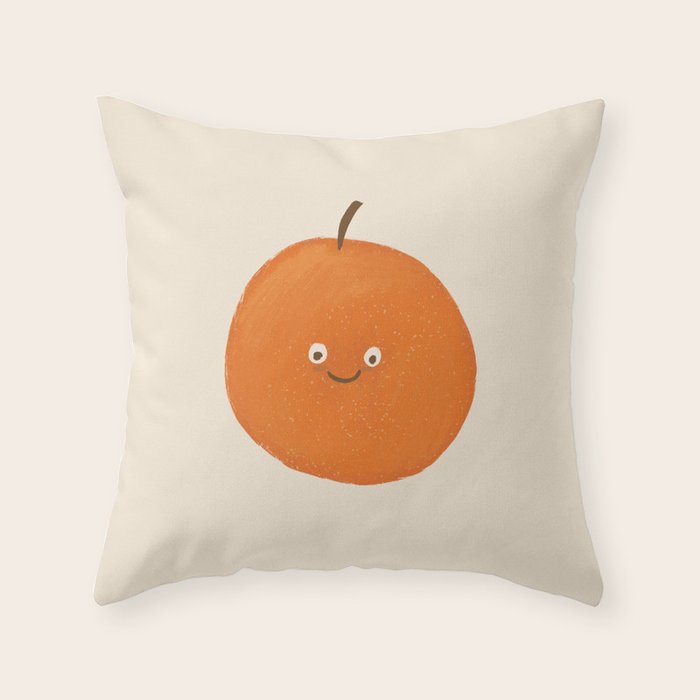 Kawaii Orange Throw Pillow Gallery Image 5