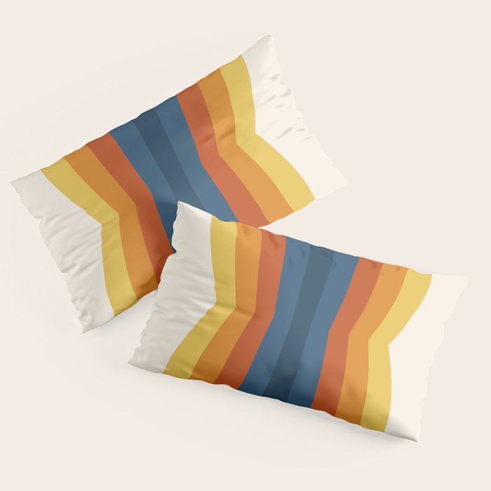 Bright 70's Retro Stripes Reflection Pillow Sham Gallery Image 2