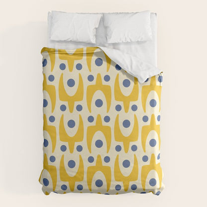 Mid Century Modern Abstract Pattern 641 Googie Yellow and Blue Duvet Cover Gallery Image 1