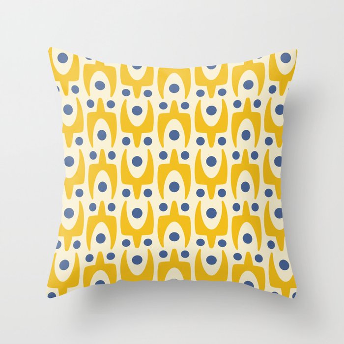Mid Century Modern Abstract Pattern 641 Googie Yellow and Blue Throw Pillow Gallery Image 5