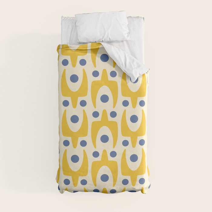 Mid Century Modern Abstract Pattern 641 Googie Yellow and Blue Duvet Cover Gallery Image 9