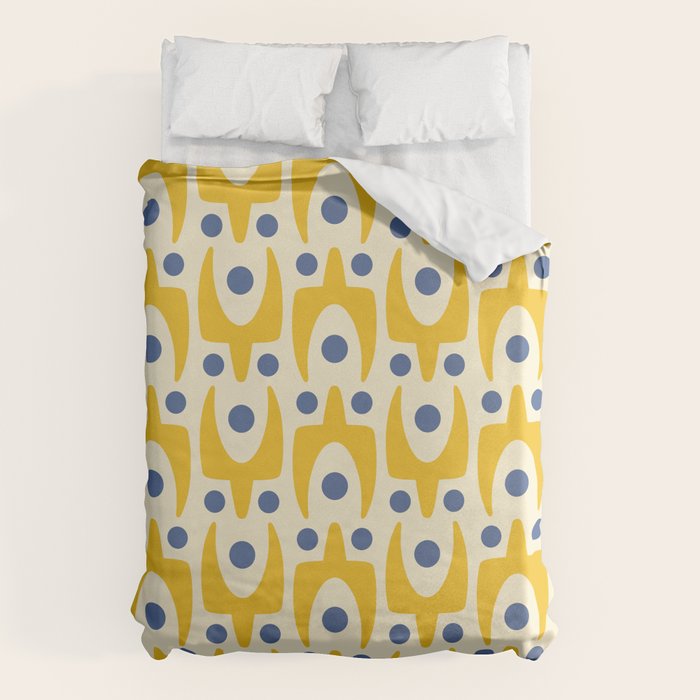 Mid Century Modern Abstract Pattern 641 Googie Yellow and Blue Duvet Cover Gallery Image 6